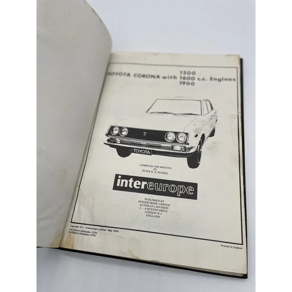 Vintage Toyota Corona Mk I & II 1500 1600‎ from 1962 intereurope Workshop Manual